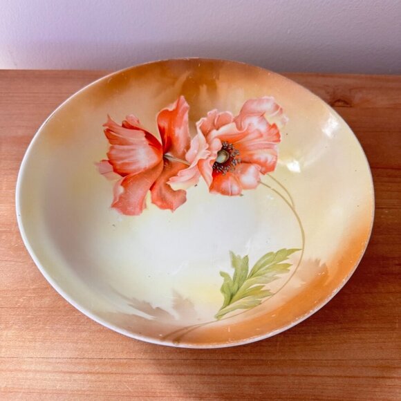 JHR Germany Other - Vintage 9” Bowl JHR Germany Poppy Flower Light Green Orange Pink